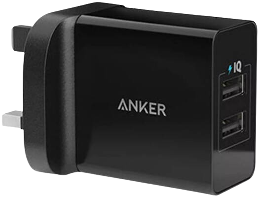 Anker PowerPort 2 Elite Wall Charger, 24W, 2.4A USB Port, Dual charging